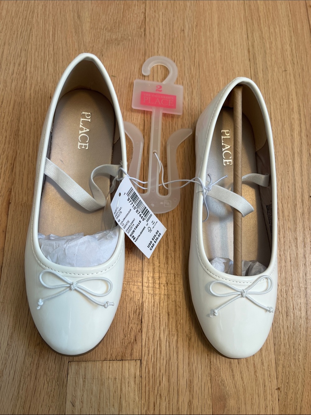 Place Girls White Patent Ballet Flats with Bow